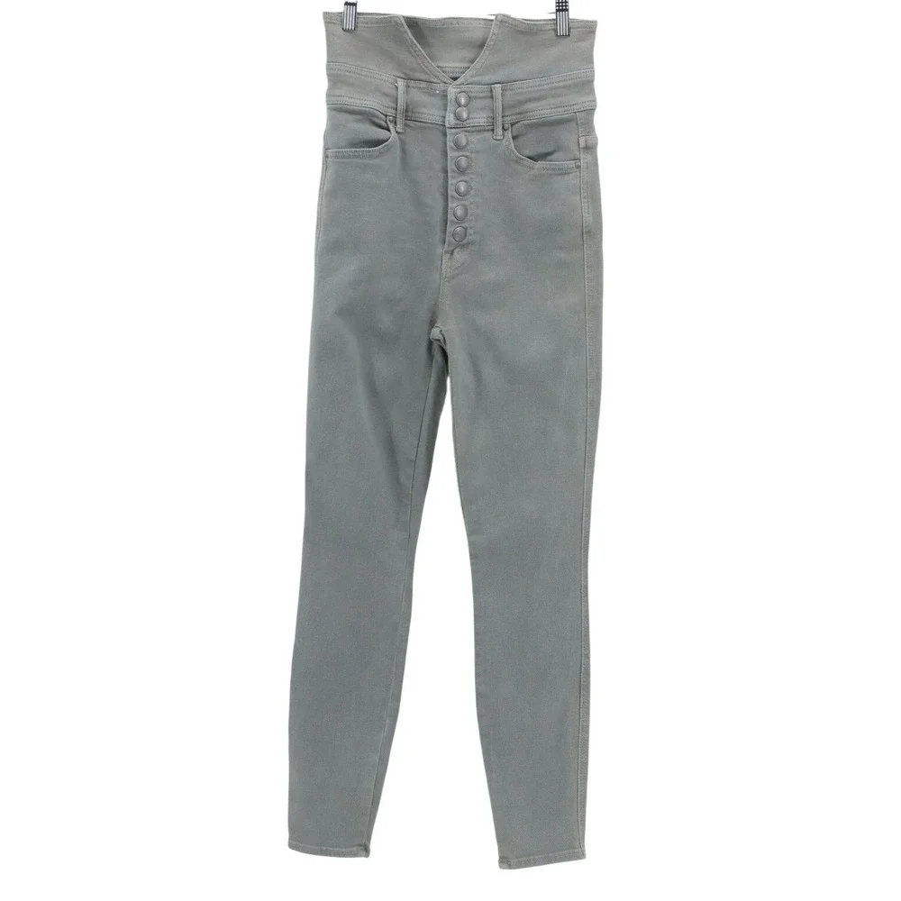 Mother The Swooner Exposed Snap Jeans Charcoal Skinny 27